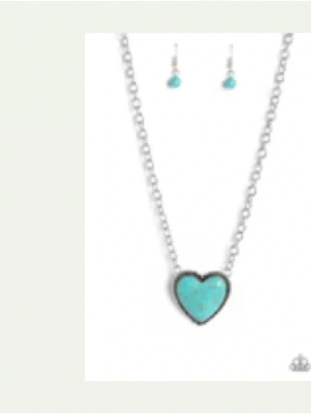 Turquoise Heart Pendant Necklace - Silver Chain - Picture 2 of 6